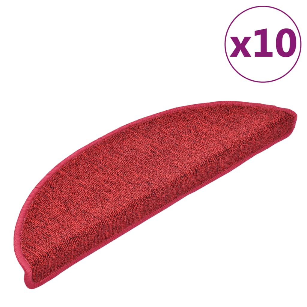 Tappetini per scale 10 pz 56 x 17 x 3 cm Non-Slip Rosso