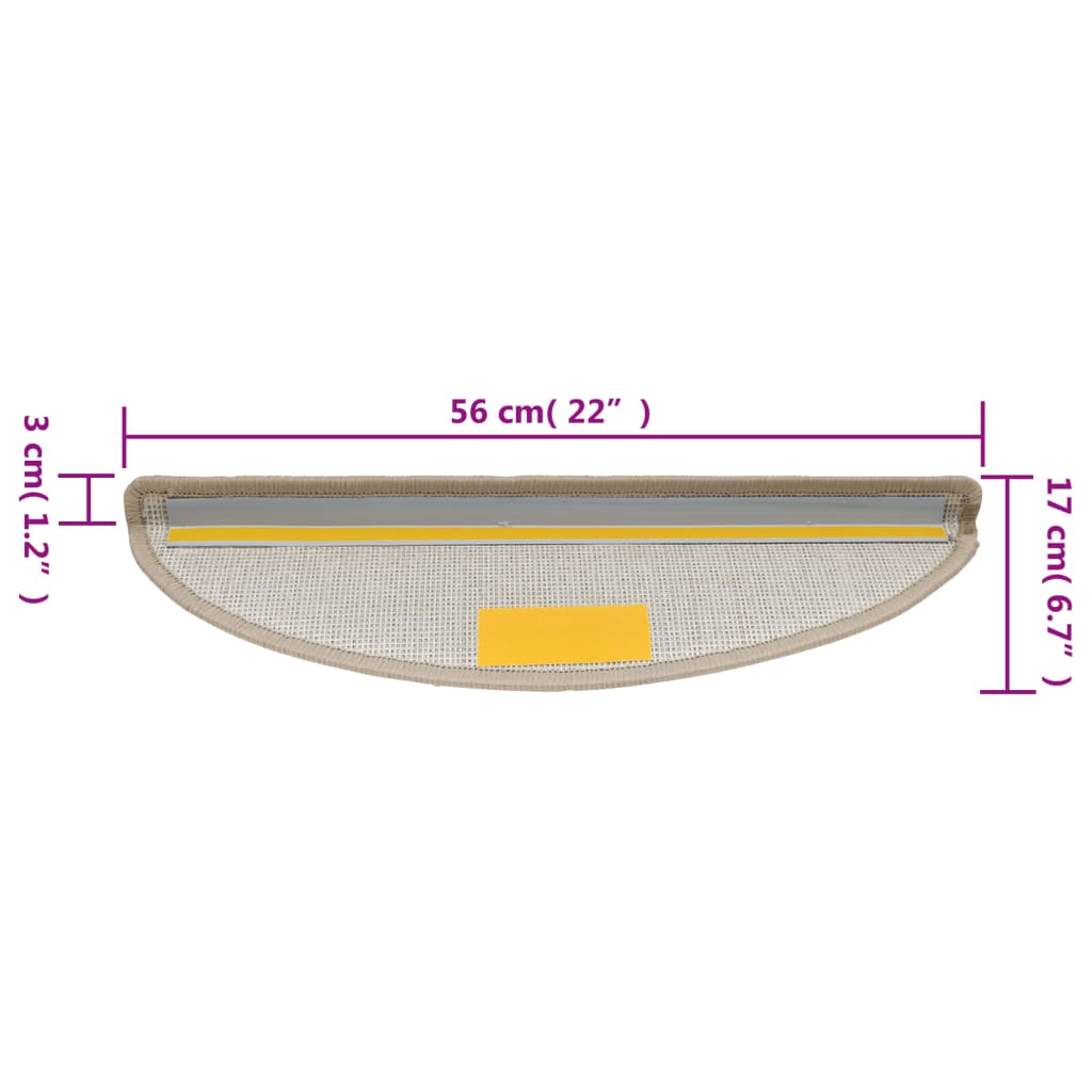 Tappetini per scale 10 pz 56 x 17 x 3 cm Non-Slip Tortora