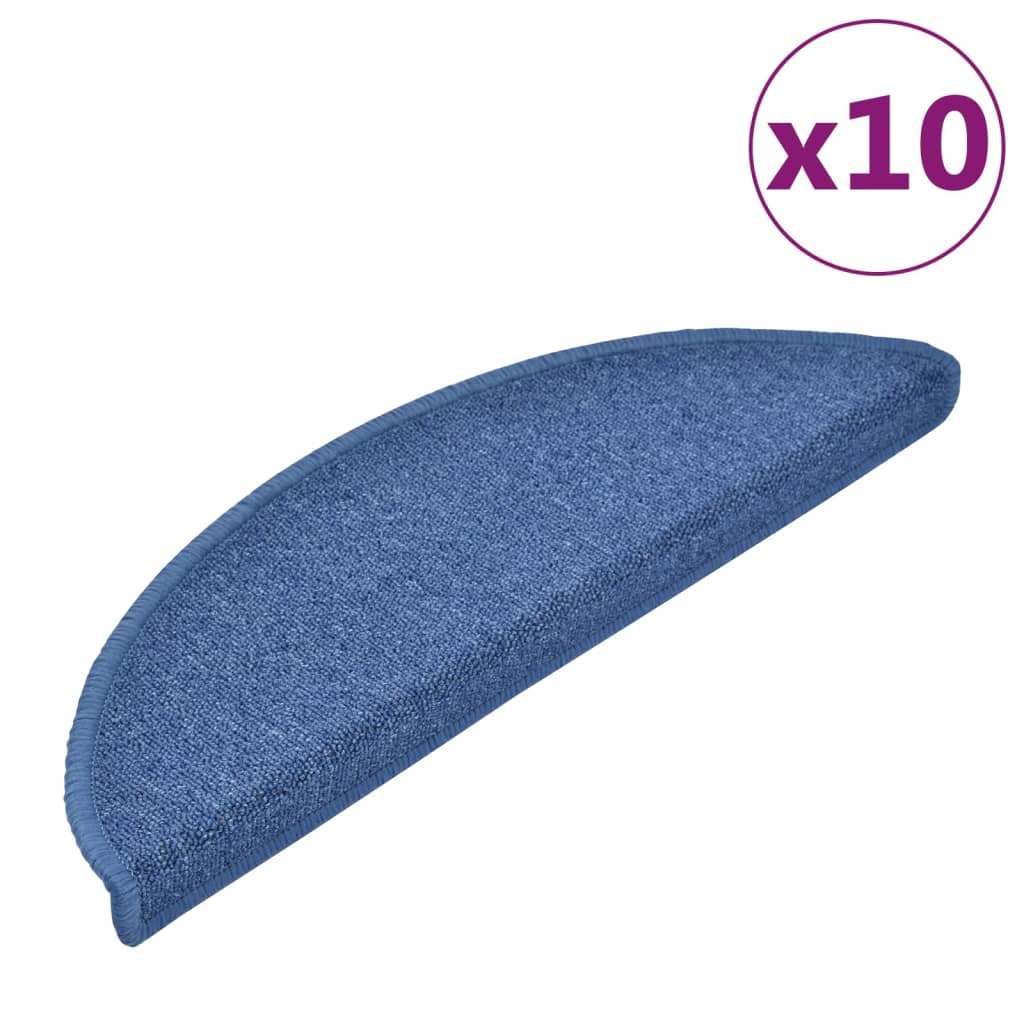 Tappetini per scale 10 pz 56x17x3 cm blu semicircolari