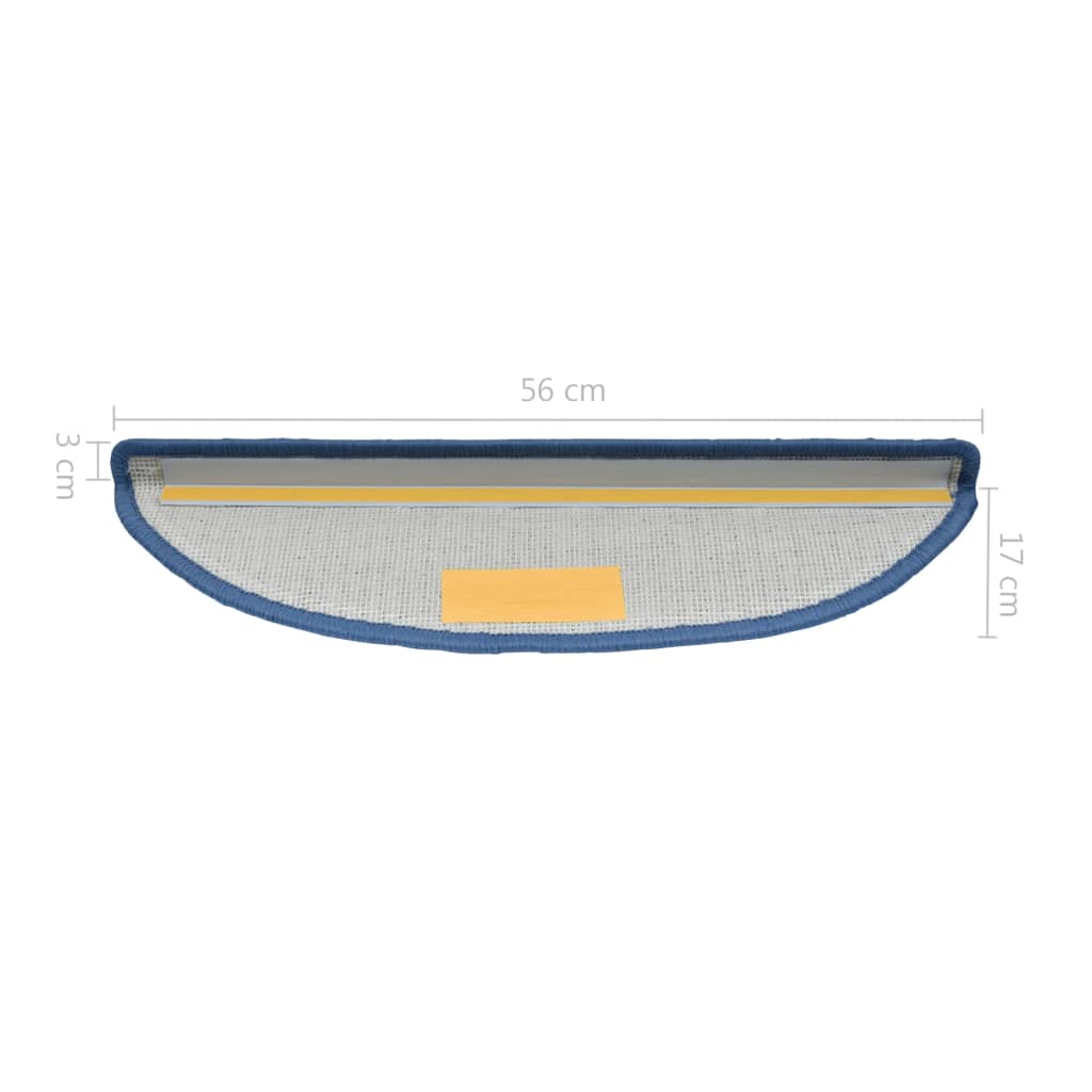 Tappetini per scale 10 pz 56x17x3 cm blu semicircolari