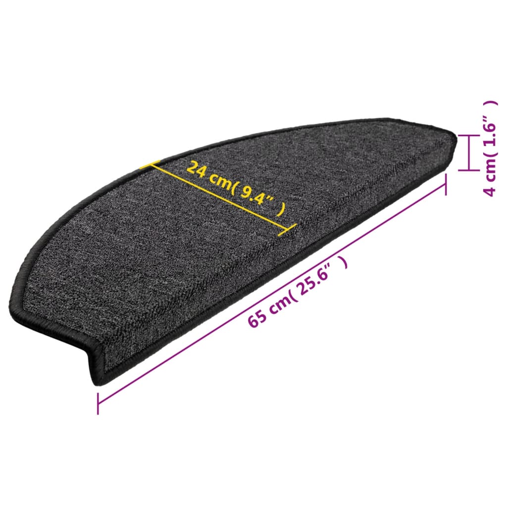 Tappetini per scale 10 pz 65 x 24 x 4 cm Non-Slip Antracite
