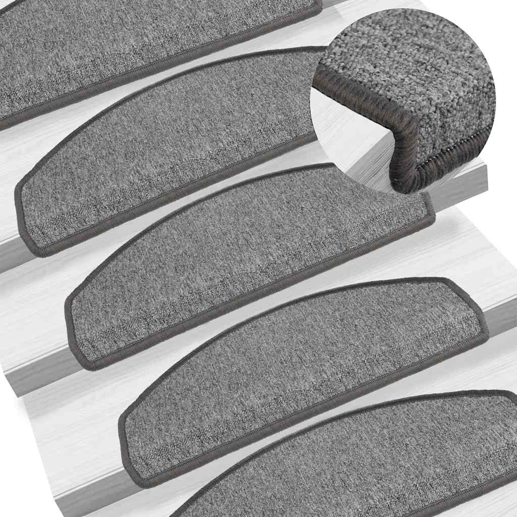 Tappetini per scale 10 pz 65 x 24 x 4 cm Non-Slip Grigio Scuro