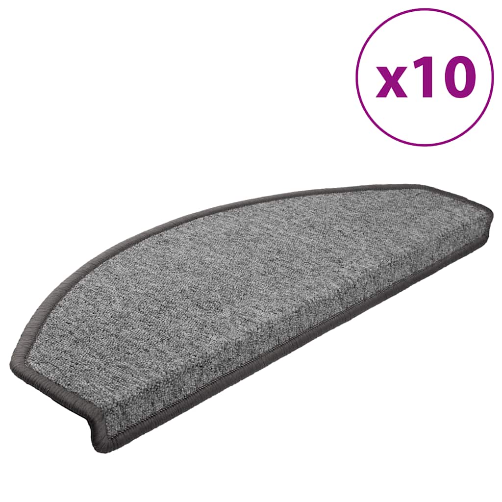 Tappetini per scale 10 pz 65 x 24 x 4 cm Non-Slip Grigio Scuro