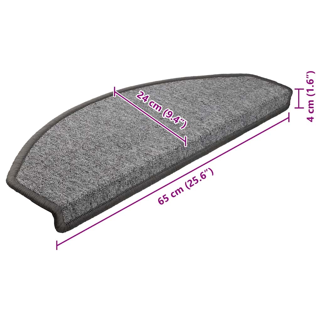 Tappetini per scale 10 pz 65 x 24 x 4 cm Non-Slip Grigio Scuro