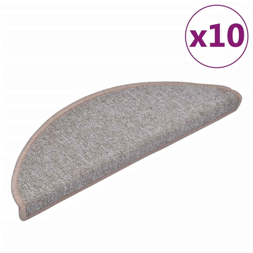 Tappetini per scale 10 pz 65 x 24 x 4 cm Marrone Chiaro