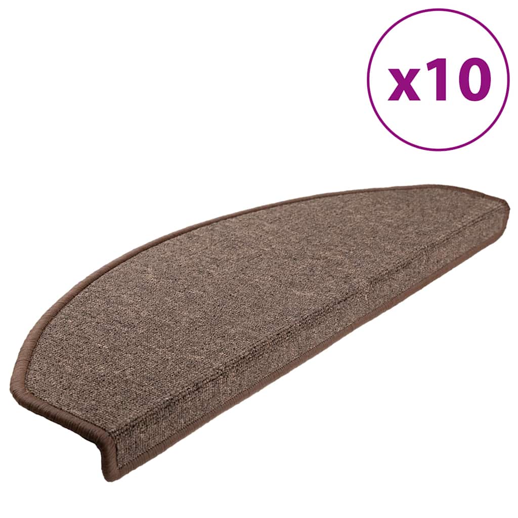 Tappetini per scale 10 pz 65 x 24 x 4 cm Non-Slip Marrone caffè