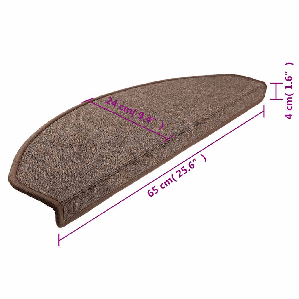 Tappetini per scale 10 pz 65 x 24 x 4 cm Non-Slip Marrone caffè