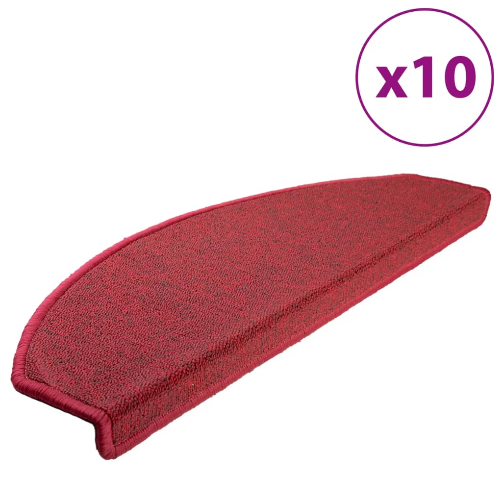 Tappetini per scale 10 pz 65 x 24 x 4 cm Non-Slip Rosso