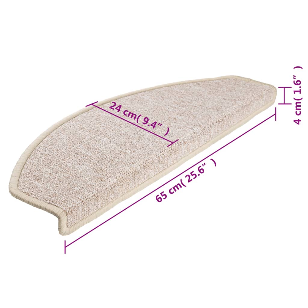 Tappetini per scale 10 pz 65x24x4 cm tortora semicircolari grandi