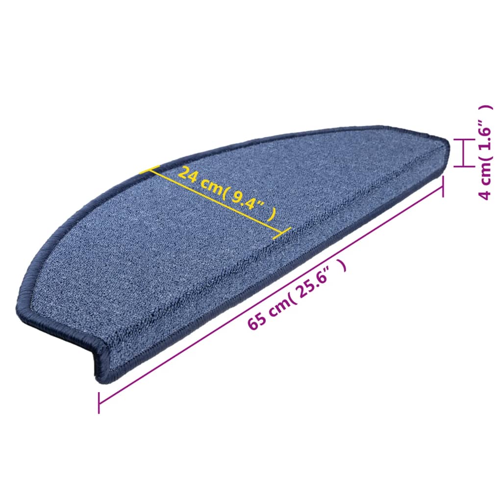 Tappetini per scale 10 pz 65 x 24 x 4 cm Non-Slip Blu