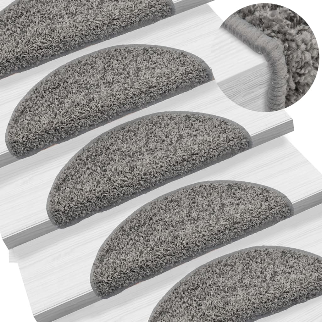 Tappetini per scale 10 pz 56x17x3 cm Grigio Semicircolari