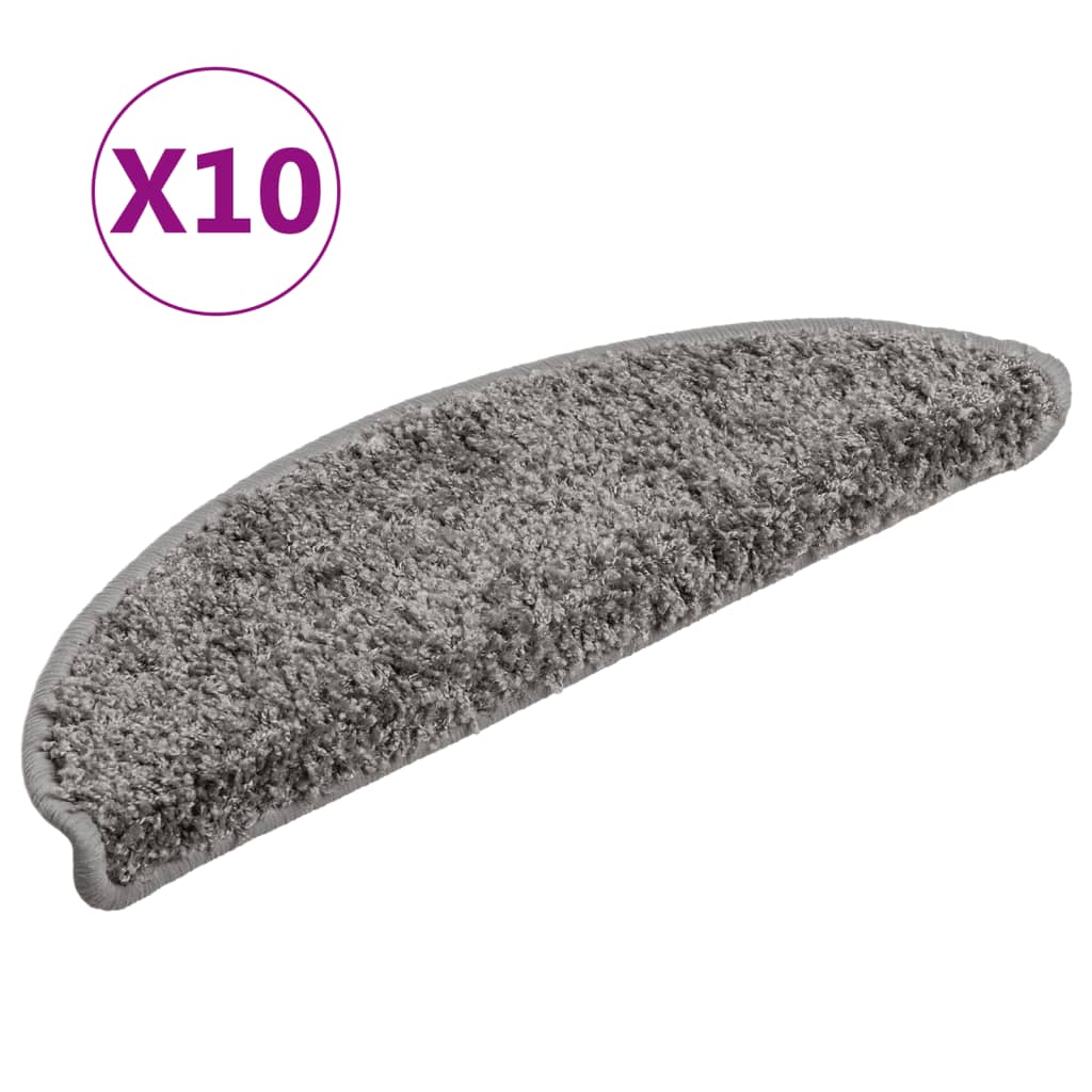 Tappetini per scale 10 pz 56x17x3 cm Grigio Semicircolari