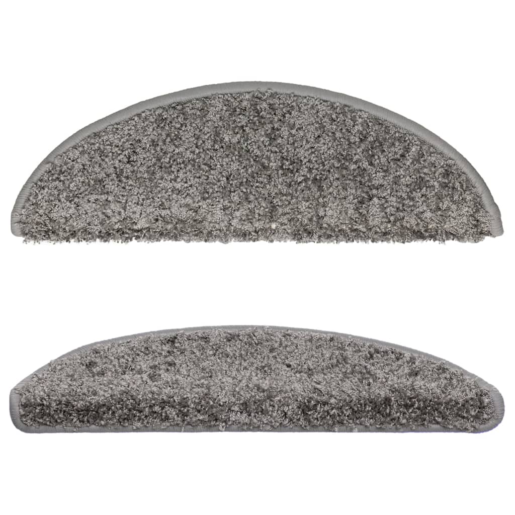 Tappetini per scale 10 pz 56x17x3 cm Grigio Semicircolari