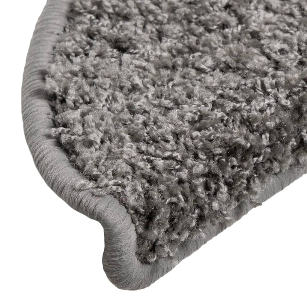 Tappetini per scale 10 pz 56x17x3 cm Grigio Semicircolari