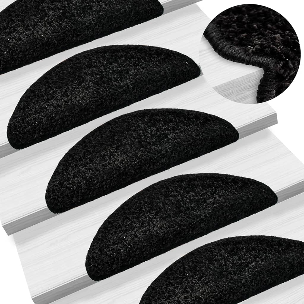 Tappetini per scale 10 pz 56x17x3 cm Nero Semicircolari