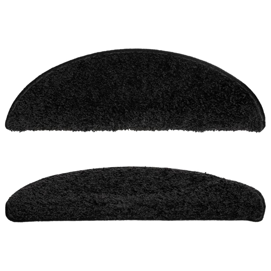 Tappetini per scale 10 pz 56x17x3 cm Nero Semicircolari