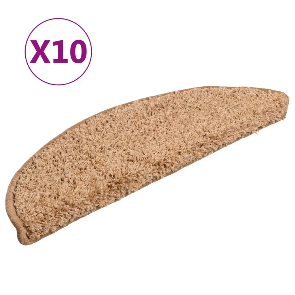 Tappetini per scale 10 pz 56x17x3 cm Beige Semicircolari