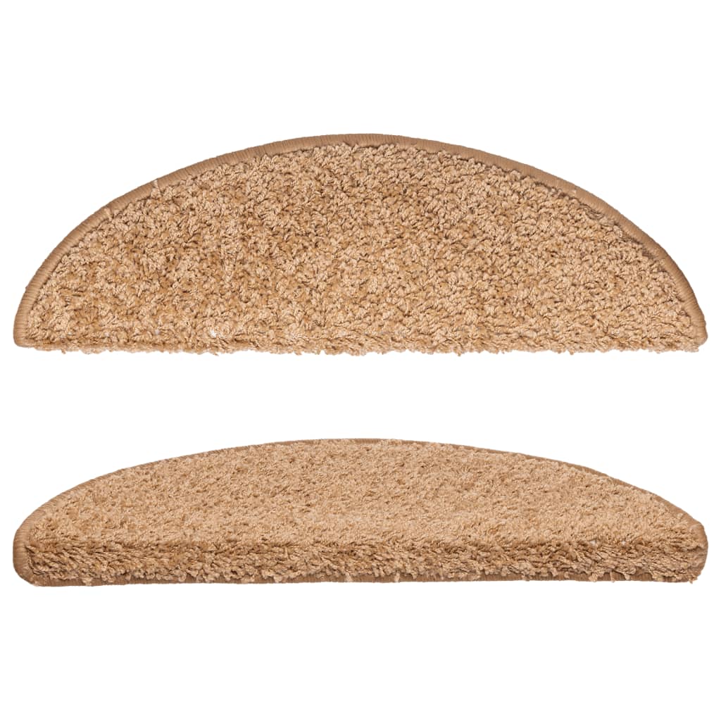 Tappetini per scale 10 pz 56x17x3 cm Beige Semicircolari
