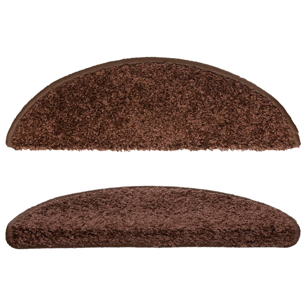 Tappetini per scale 10 pz 56x17x3 cm Marrone Semicircolari
