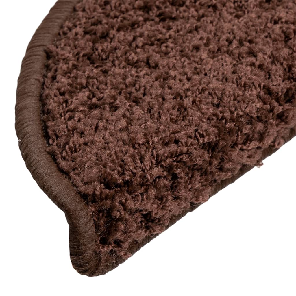 Tappetini per scale 10 pz 56x17x3 cm Marrone Semicircolari