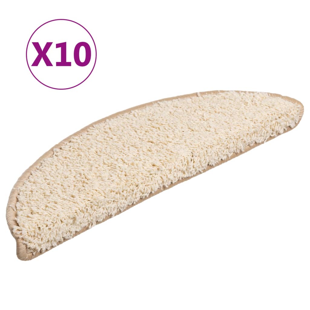 Tappetini per scale 10 pz 56x17x3 cm Crema Semicircolari