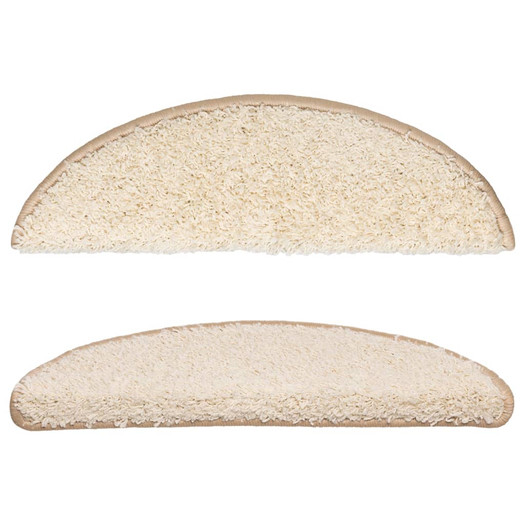 Tappetini per scale 10 pz 56x17x3 cm Crema Semicircolari