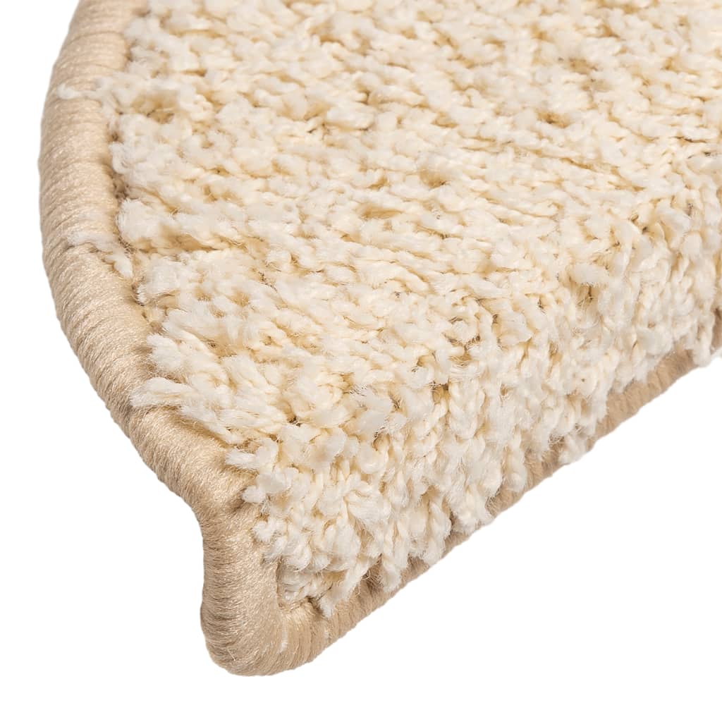 Tappetini per scale 10 pz 56x17x3 cm Crema Semicircolari
