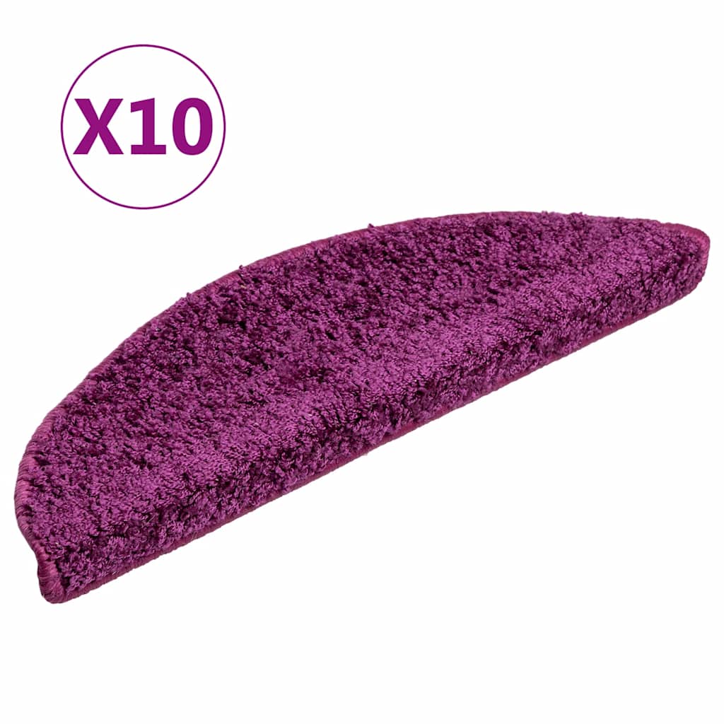 Tappetini per scale 10 pz 56x17x3 cm Viola Semicircolari
