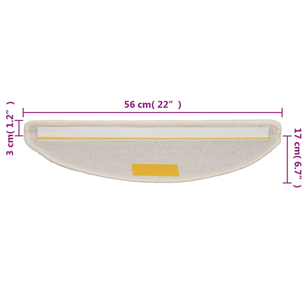 Tappetini per scale 10 pz 56x17x3 cm Bianco Semicircolari