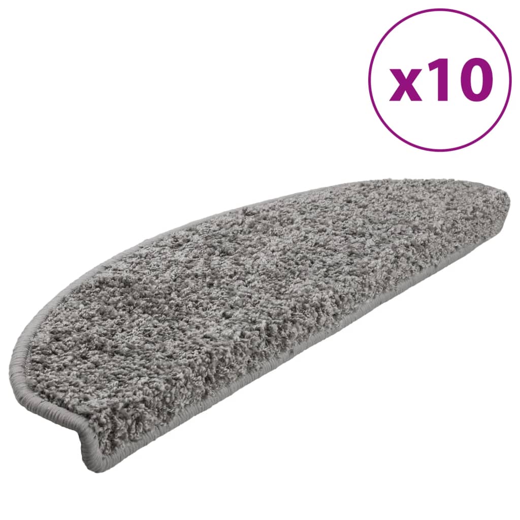 Tappetini per scale 10 pz 65x21x4 cm Grigio Semicircolari Grandi