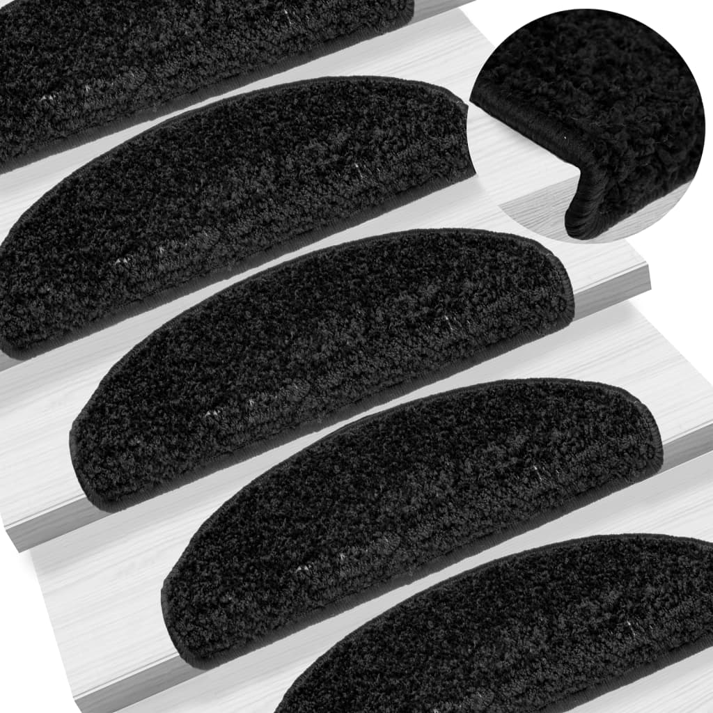 Tappetini per scale 10 pz 65x21x4 cm Nero Semicircolari Grandi