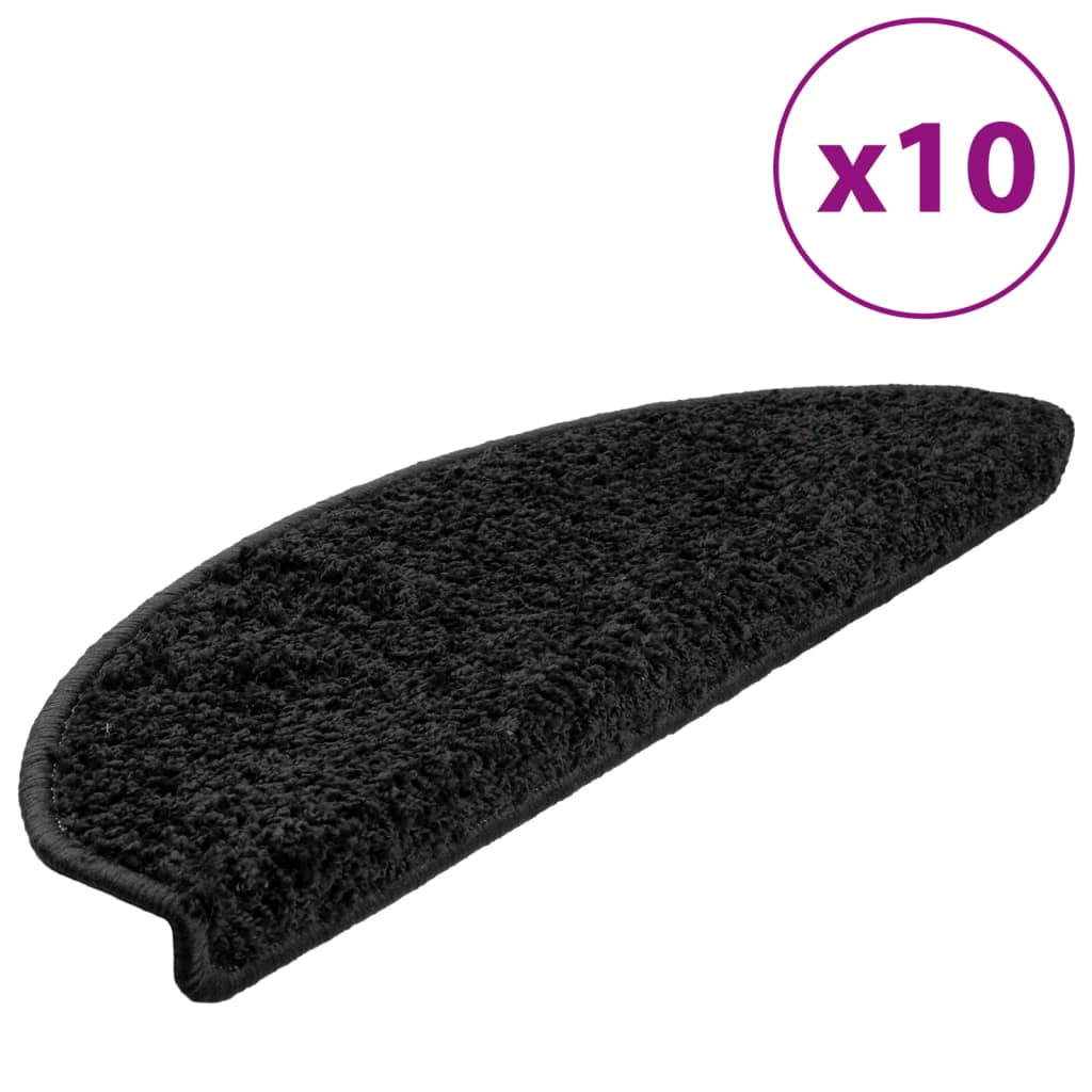 Tappetini per scale 10 pz 65x21x4 cm Nero Semicircolari Grandi