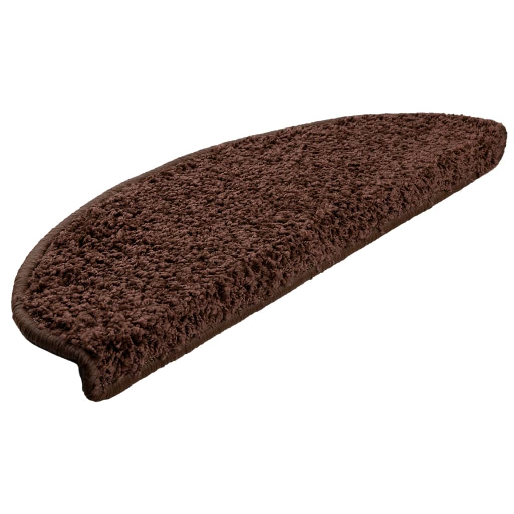 Tappetini per scale 10 pz 65x21x4 cm Marrone Semicircolari Grandi