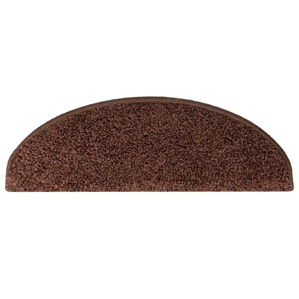 Tappetini per scale 10 pz 65x21x4 cm Marrone Semicircolari Grandi