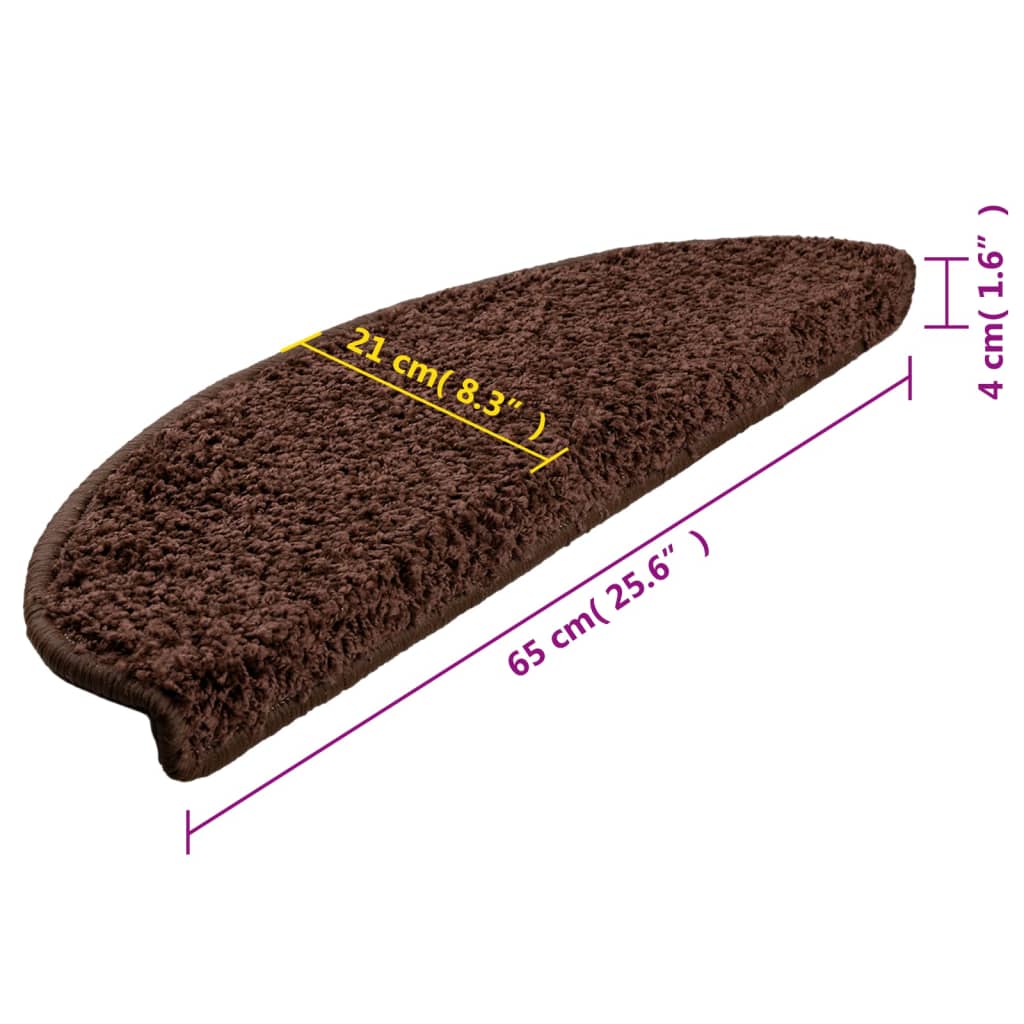 Tappetini per scale 10 pz 65x21x4 cm Marrone Semicircolari Grandi