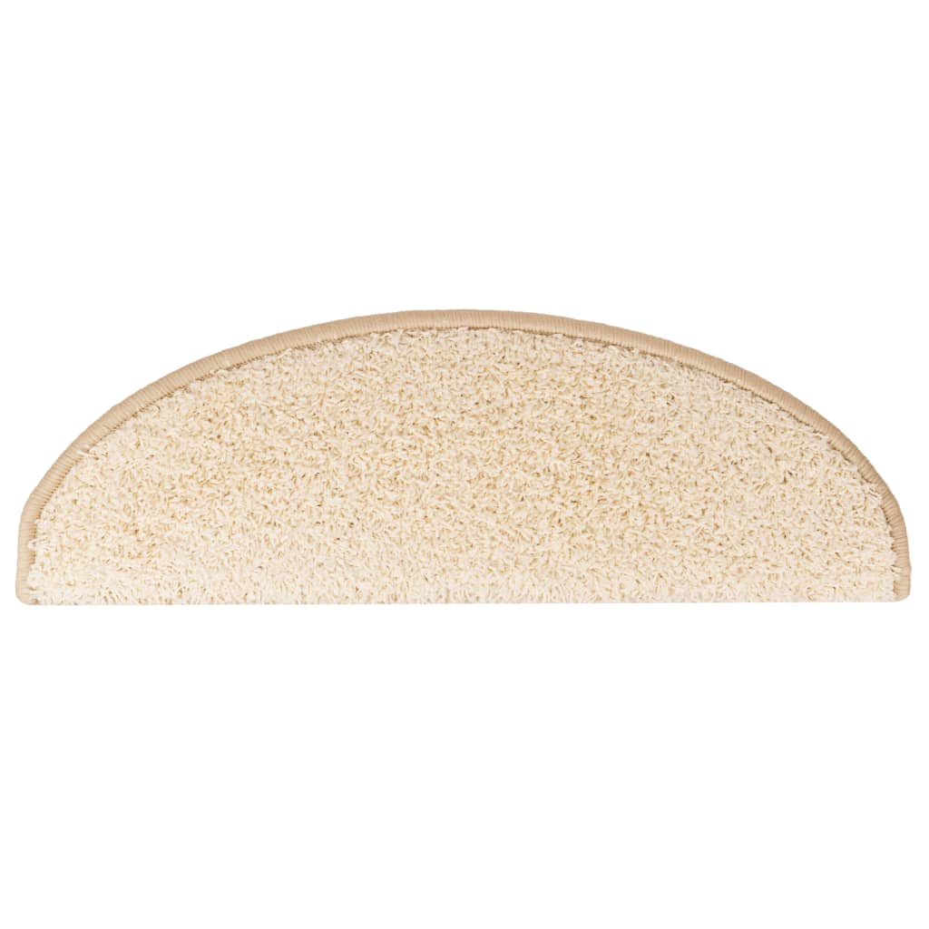 Tappetini per scale 10 pz 65x21x4 cm Crema Semicircolari Grandi