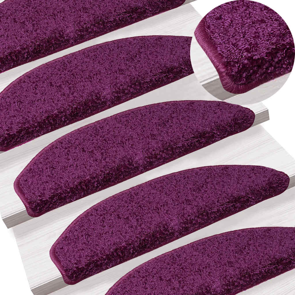 Tappetini per scale 10 pz 65x21x4 cm Viola Semicircolari Grandi