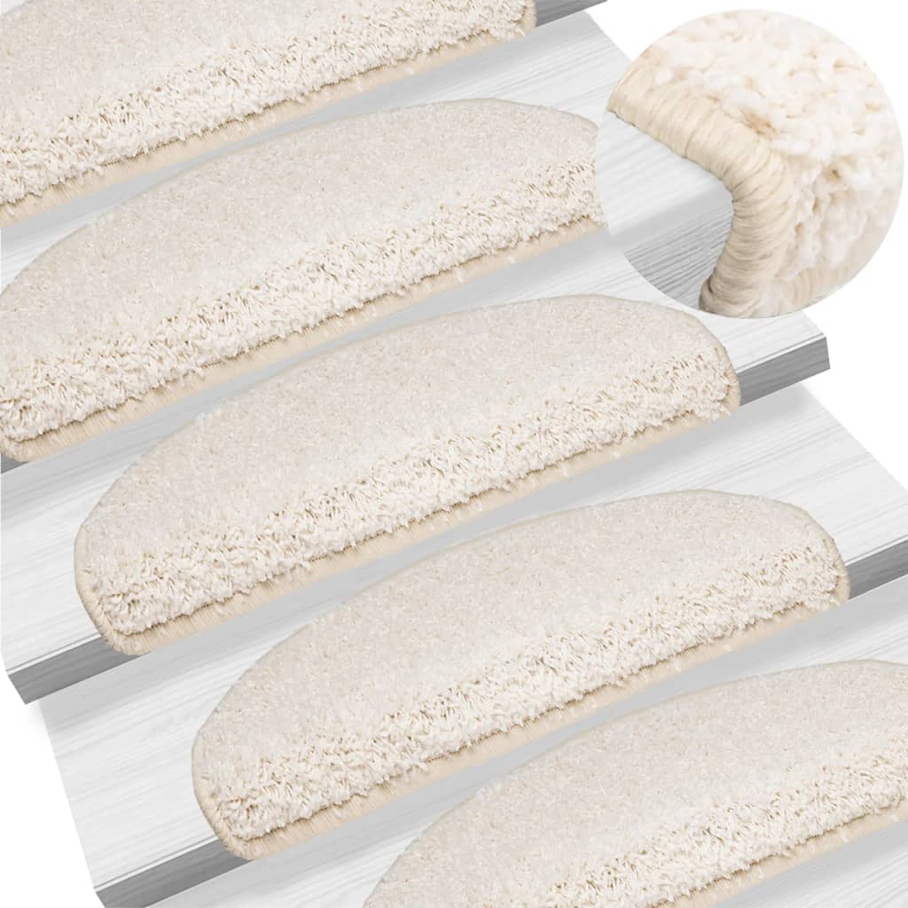 Tappetini per scale 10 pz 65x21x4 cm Bianco Semicircolari Grandi