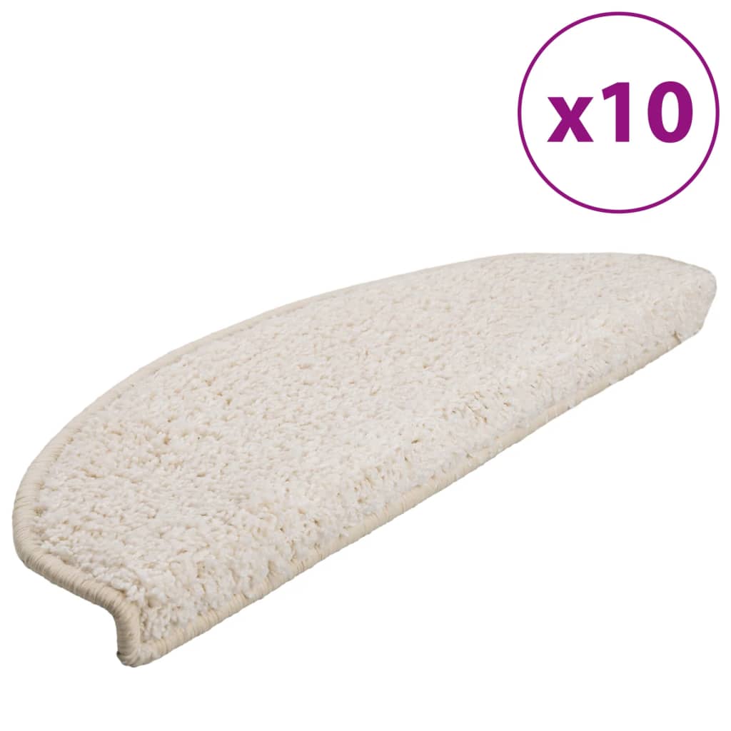 Tappetini per scale 10 pz 65x21x4 cm Bianco Semicircolari Grandi