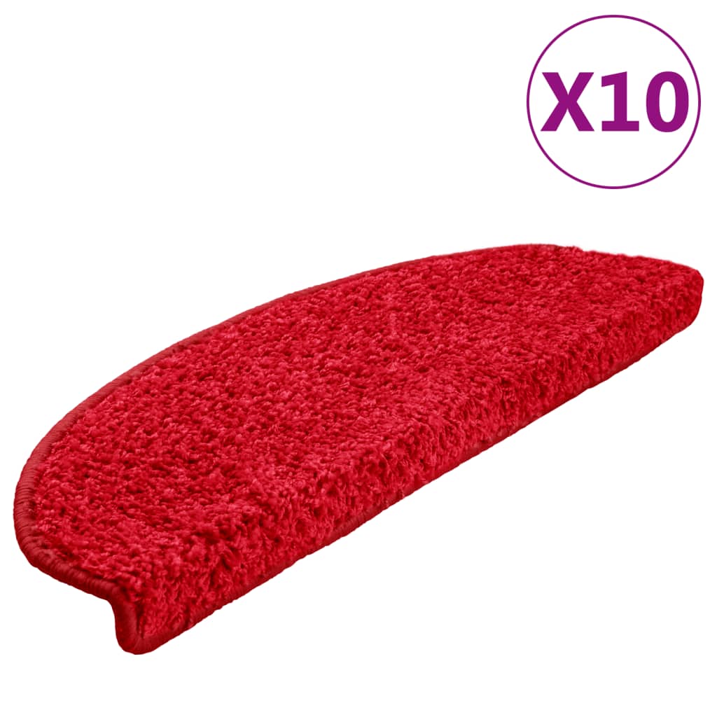Tappetini per scale 10 pz 65x21x4 cm rossi semicircolari grandi