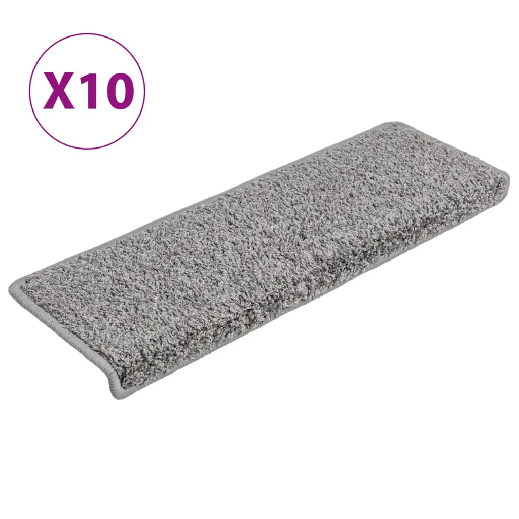 Tappetini per scale 10 pz 65x21x4 cm Grigio Bordo rettangolare