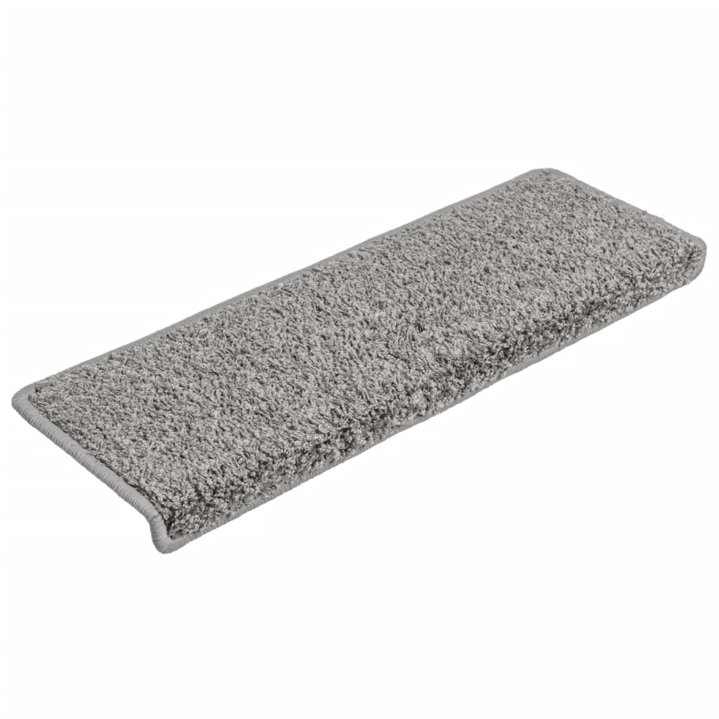 Tappetini per scale 10 pz 65x21x4 cm Grigio Bordo rettangolare