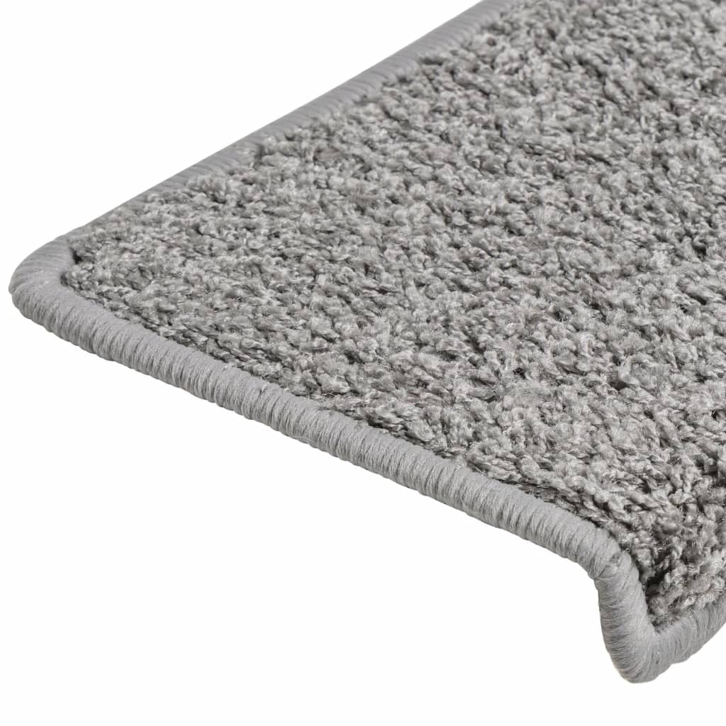 Tappetini per scale 10 pz 65x21x4 cm Grigio Bordo rettangolare