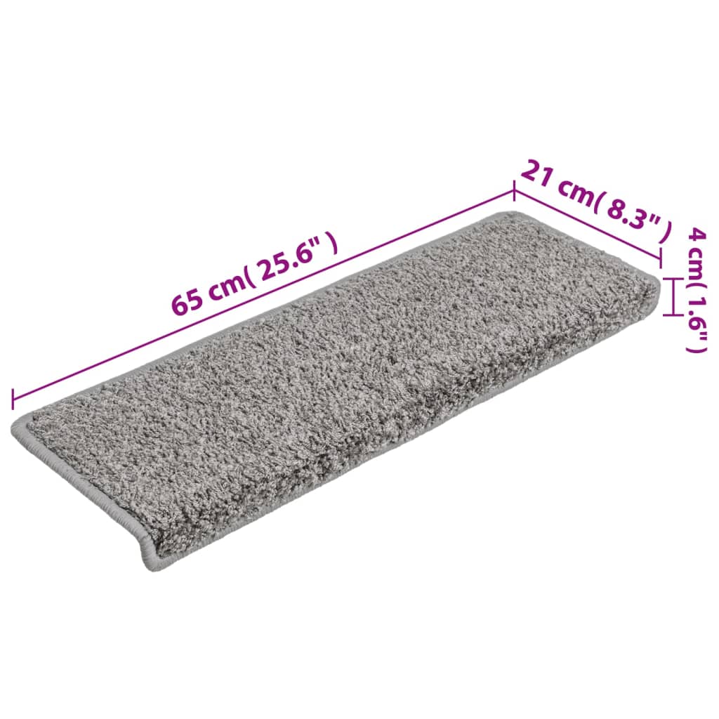 Tappetini per scale 10 pz 65x21x4 cm Grigio Bordo rettangolare
