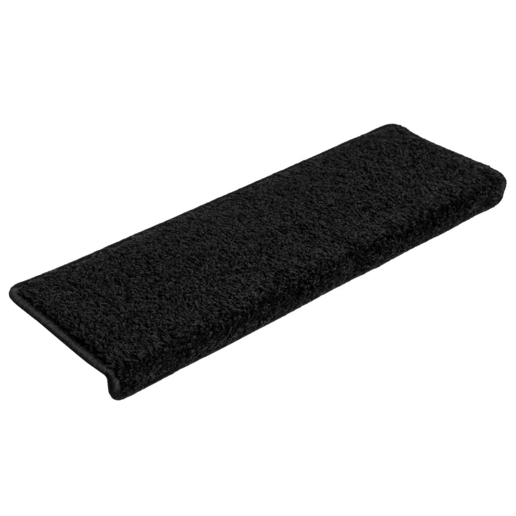 Tappetini per scale 10 pz 65x21x4 cm Nero Bordo rettangolare