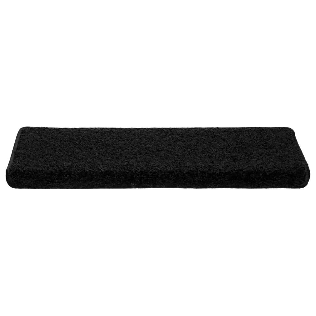 Tappetini per scale 10 pz 65x21x4 cm Nero Bordo rettangolare