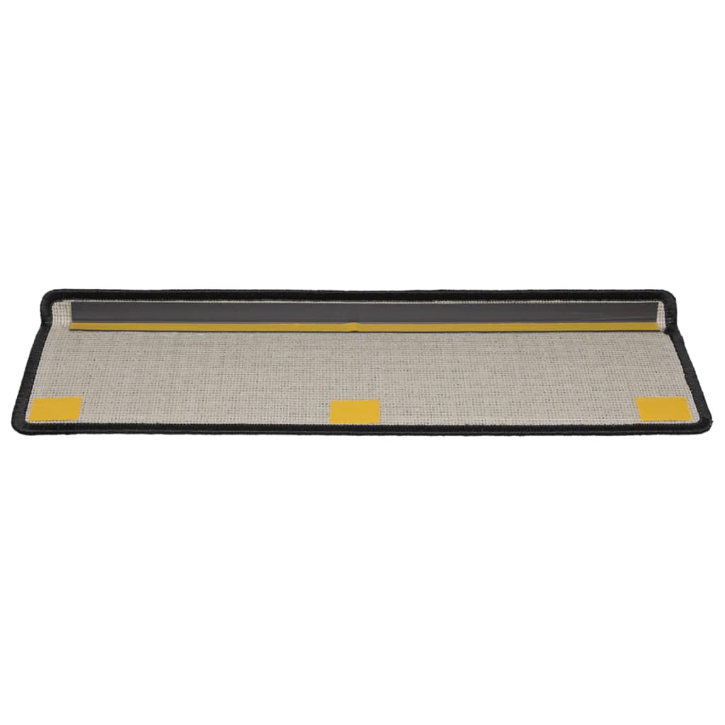 Tappetini per scale 10 pz 65x21x4 cm Nero Bordo rettangolare