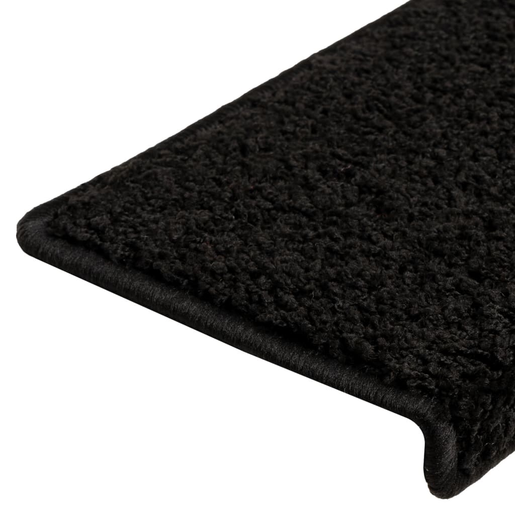 Tappetini per scale 10 pz 65x21x4 cm Nero Bordo rettangolare