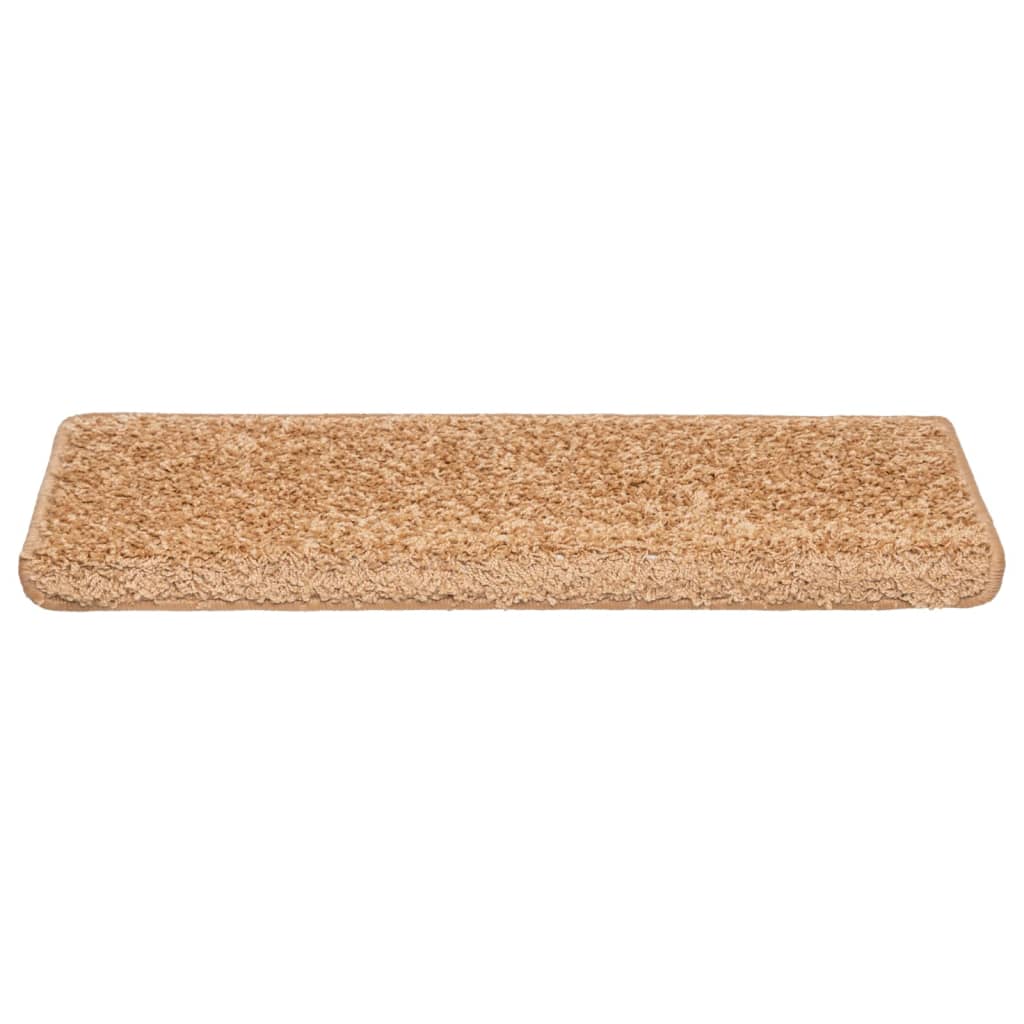 Tappetini per scale 10 pz 65x21x4 cm Beige Bordo rettangolare