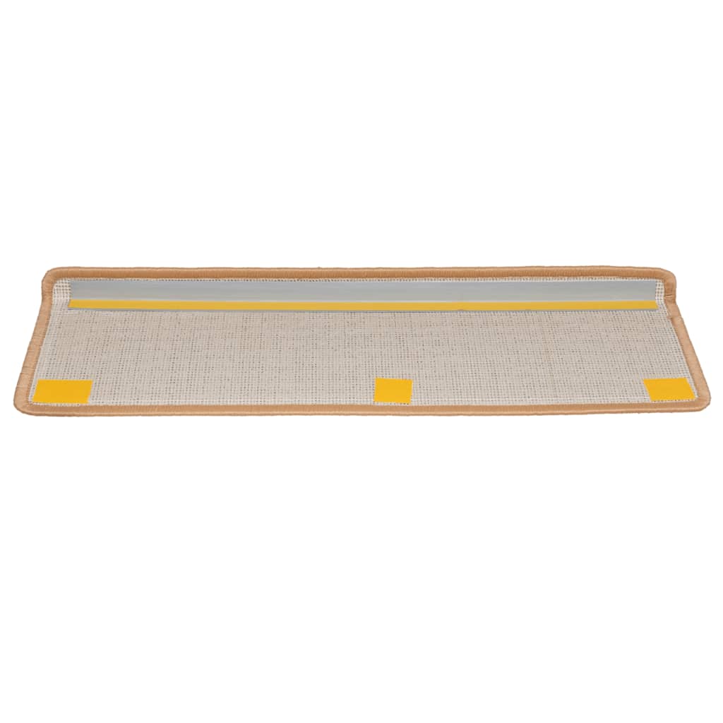 Tappetini per scale 10 pz 65x21x4 cm Beige Bordo rettangolare